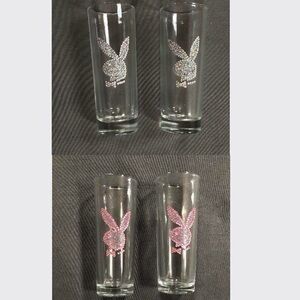 PLAYBOY Shot Glass Set NWT- Silver and Pink